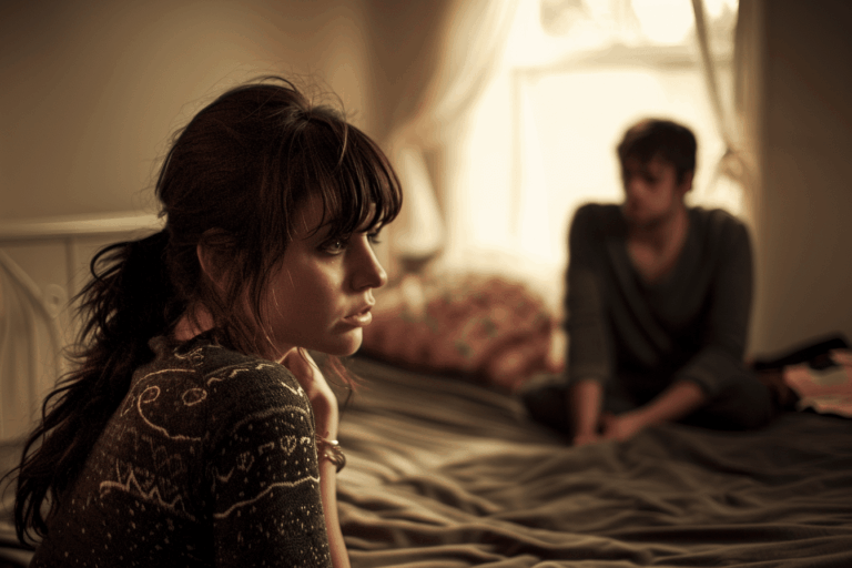 Femme triste en voyant son frère souffrir d'un trouble mental,